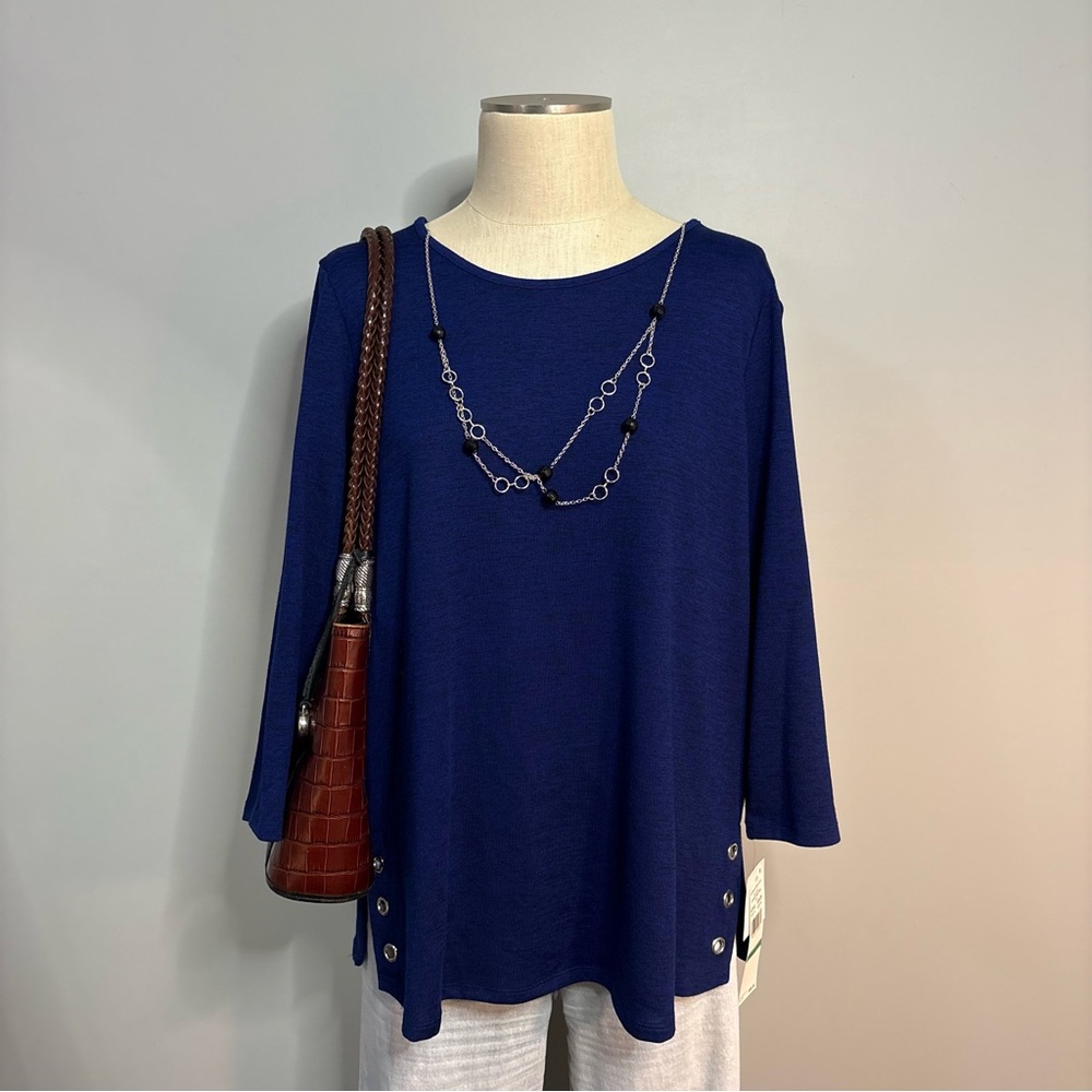 Alfred Dunner Royal Blue Long Sleeve Top